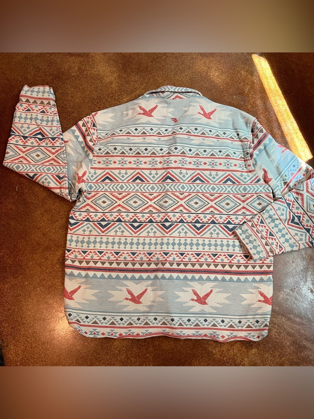 Burlebo Patterned Button-Up Shirt Jacket in Light Blue and Red Sz XL - Picture 2 of 10